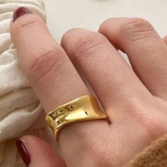 ⭐️new Gold over 925 Sterling Silver Wave Ring - Picture 1 of 7